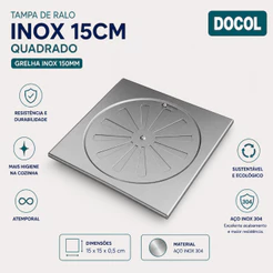 Tampa De Ralo Inox 15cm Quadrado - Docol Original