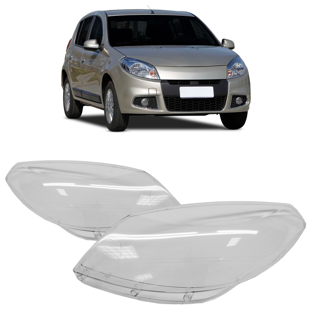 Par Lente Farol Principal Sandero 2012 2013 2014 Lente Lisa Acrilico Transparente