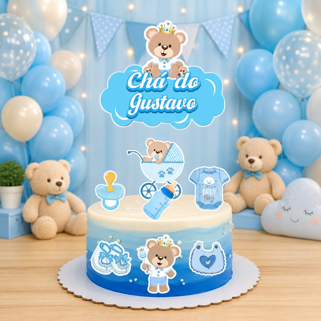 Topo de bolo Topper de aniversário Chá de bebe