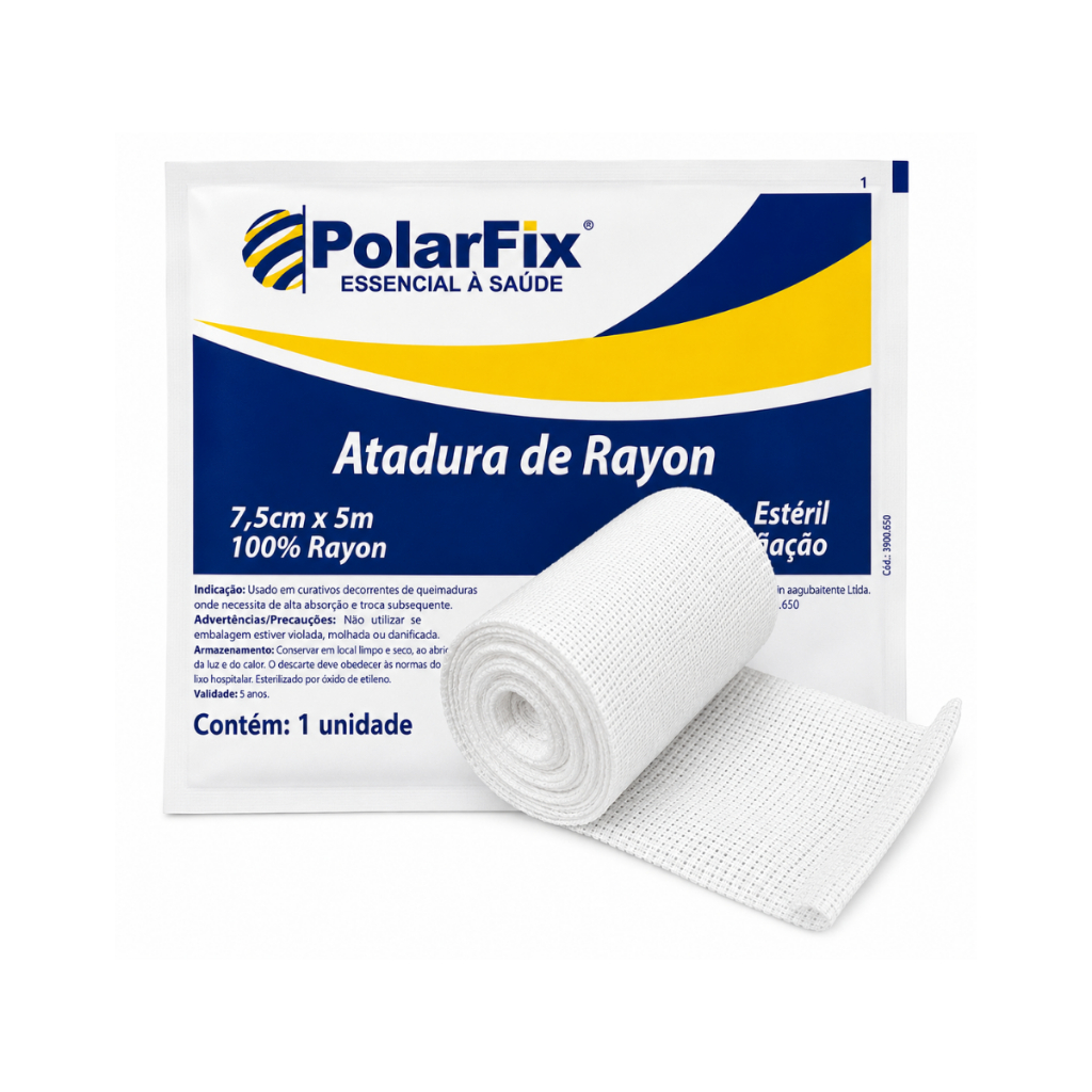 Atadura Rayon p/Curativo 7,5cmx5m Estéril - Polarfix