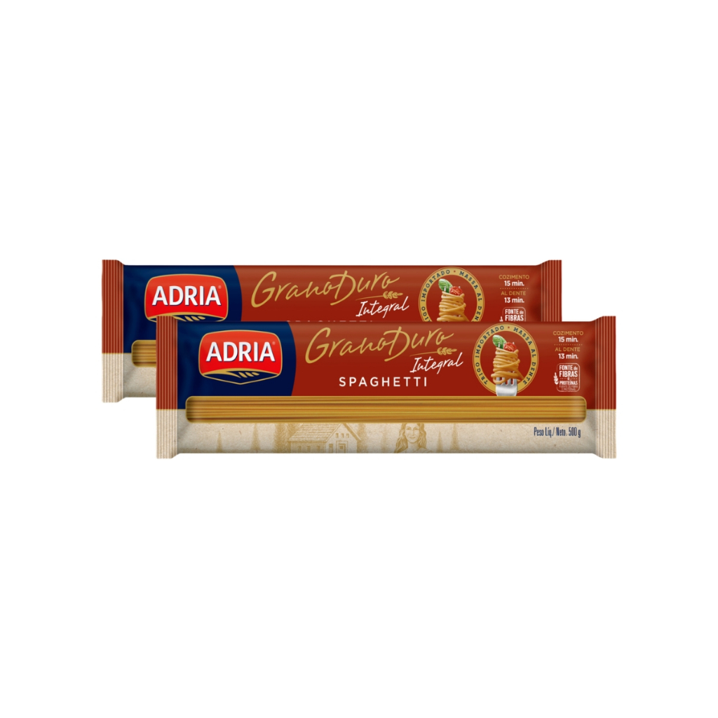 Kit 2un Macarrão Grano Duro Integral Adria Spaghetti 500g