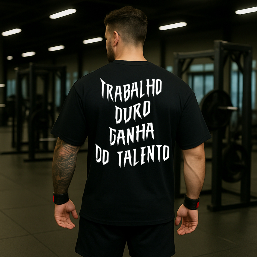 Camiseta Oversized Tamanho P-G3 Streetwear Trabalho Duro Academia Envio Rapido