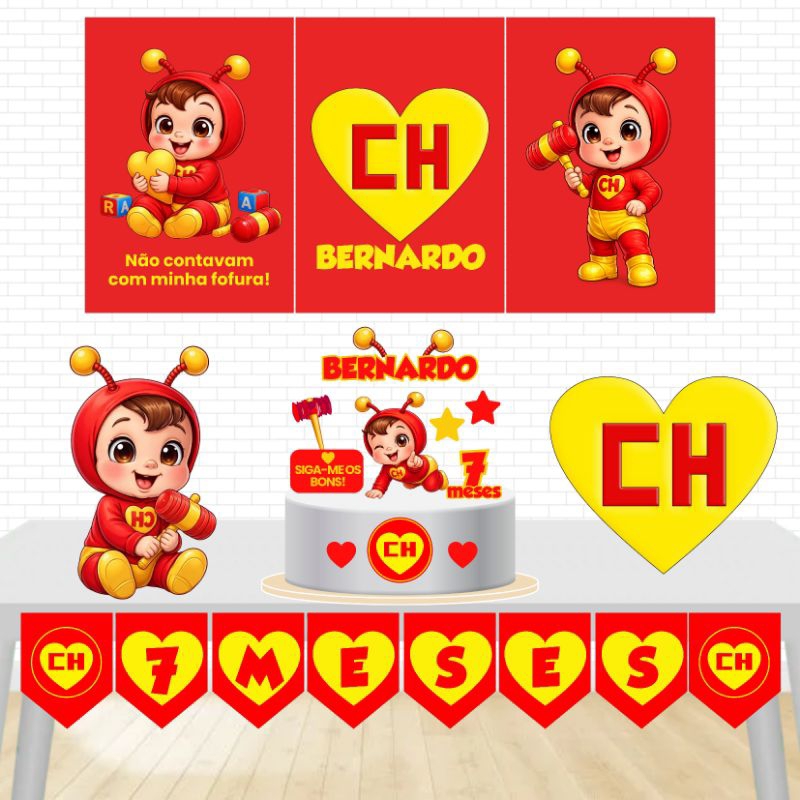 Kit Festa Só um Bolinho-Chapolin Colorado- Decoração Aniversário/Mesversario infantil-Kit Personalizado completo