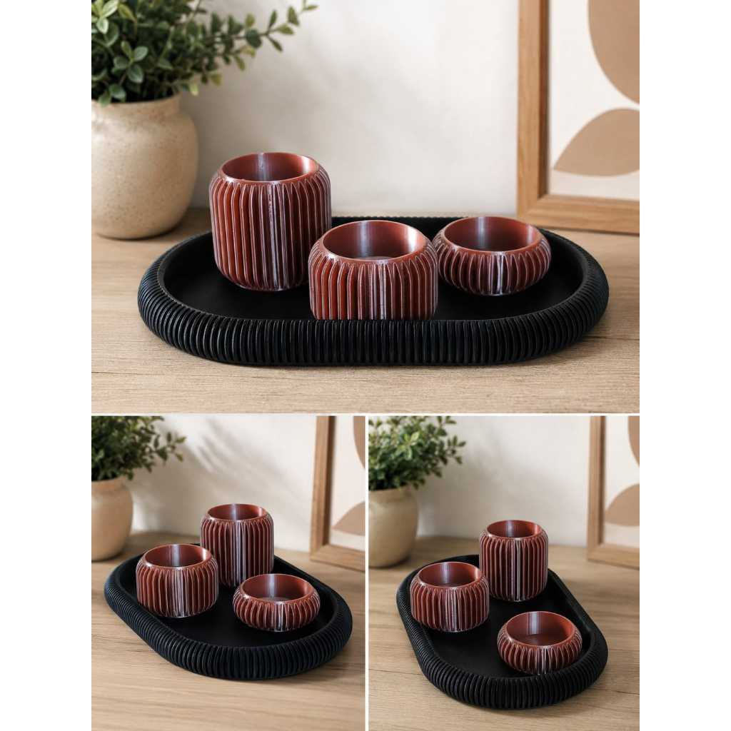 Kit Porta-Velas Decorativos com Bandeja | Conjunto 4 Peças | Decoração Minimalista
