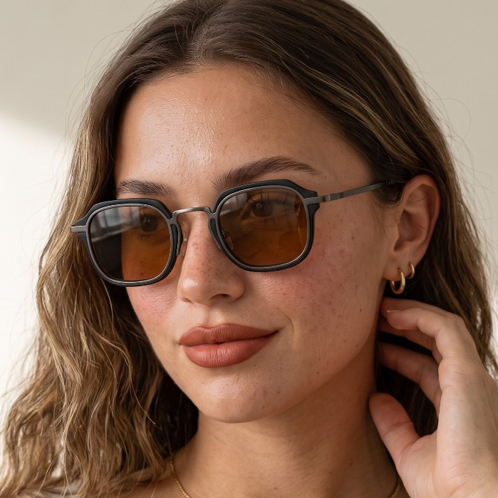 Óculos de Sol Premium Marrom Hexagonal Vintage Tendencia Moda Retro Em Alta Blogueira uv400 Feminino