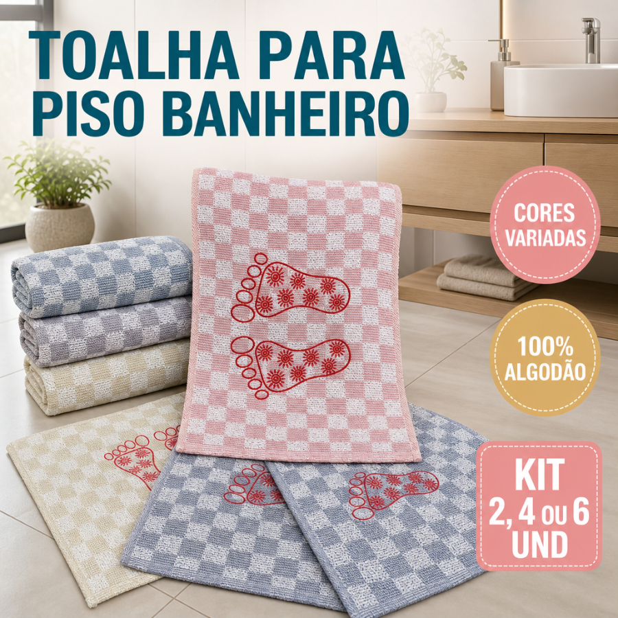 Kit Tapetes De Banheiro Atoalhado Toalha De Piso Tapete Pano Grosso 100% Algodão Premium 40x58cm