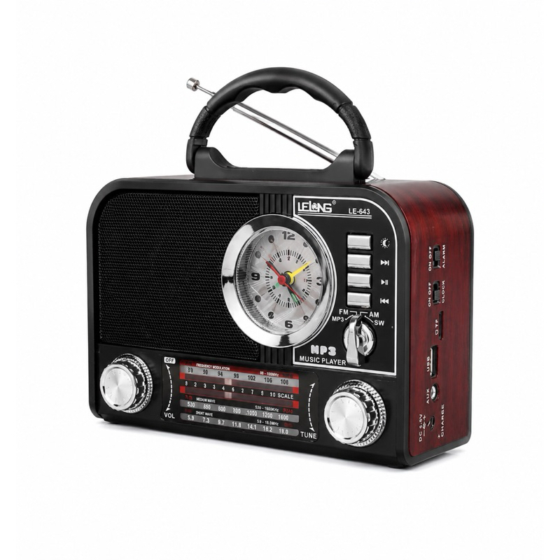Rádio Antigo Bluetooth Retrô LeLong LE-643 Pendrive USB Cartão SD AM FM SW Modão Sertanejo Roça