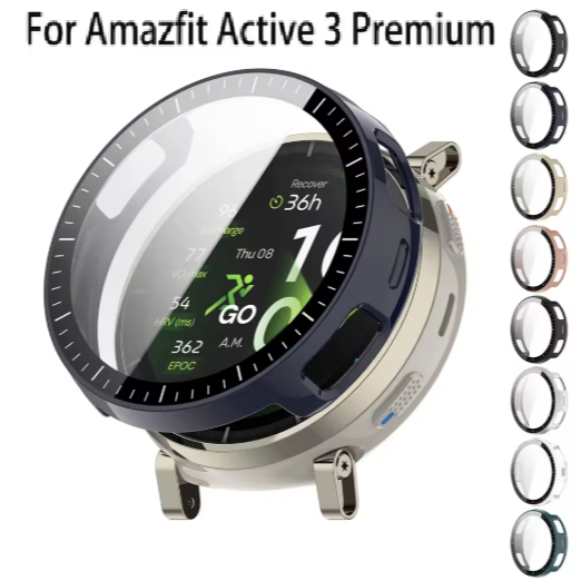 Case Capa Com Vidro Protetor de Tela Acessório Para Smartwatch Amazfit Active 3