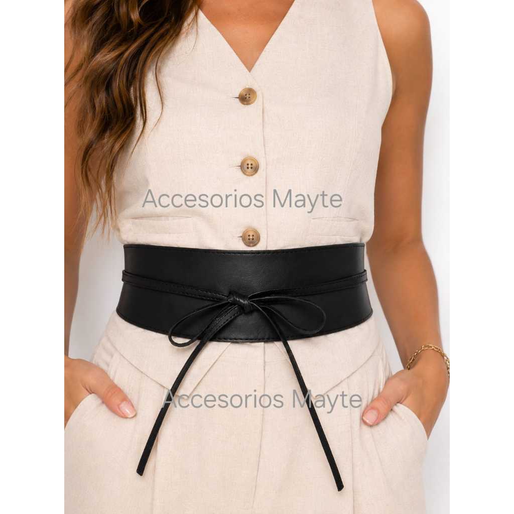 Cinto faixa de cintura largo de feminino em sintético , com laço de corset ajustável