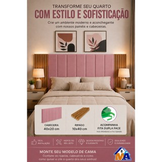 Cabeceira Modular + Painel Ripado Mdf Cama Solteiro Casal Queem e King