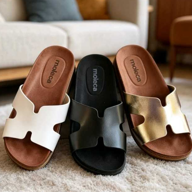 Papete Feminina Moleca Plataforma Original Confortável Sandália Slide Leve Antiderrapante Casual