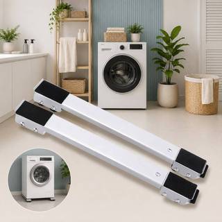 Suporte Base Trilho com Rodinhas Ajustável para Geladeira Lavadora Secadora Móveis até 227kg Kit com 2 Peças