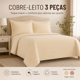 Cobre Leito Basic 3 Peças Matelado Ultrassônico Toque Macio Elegante