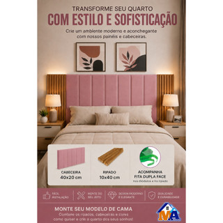Kit Com Até 12 Peças Cabeceira Modular 20X40 + Painel Ripado MDF Para Cama 40x10CM Envio Full