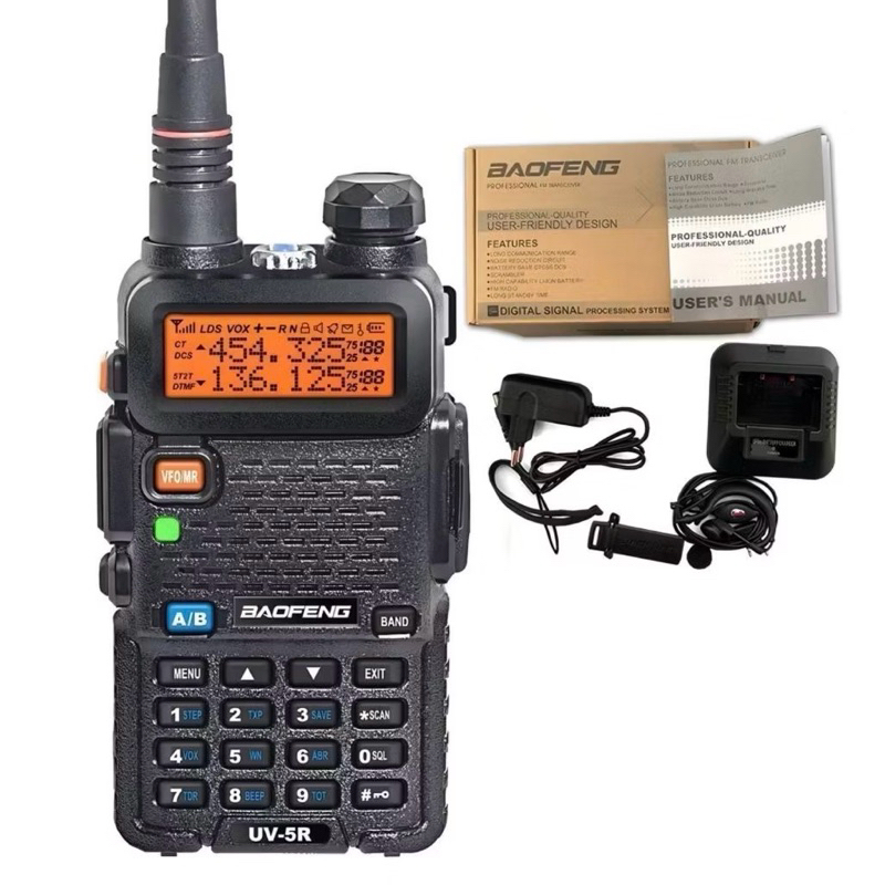 Rádio Comunicador Baofeng Uv-5r Ht Dual Band Alcance 12km Uhf Vhf HT Fm Profissional 128 Canais