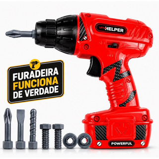 Furadeira Infantil Elétrica com Rotação e Acessórios Brinquedo de Ferramentas