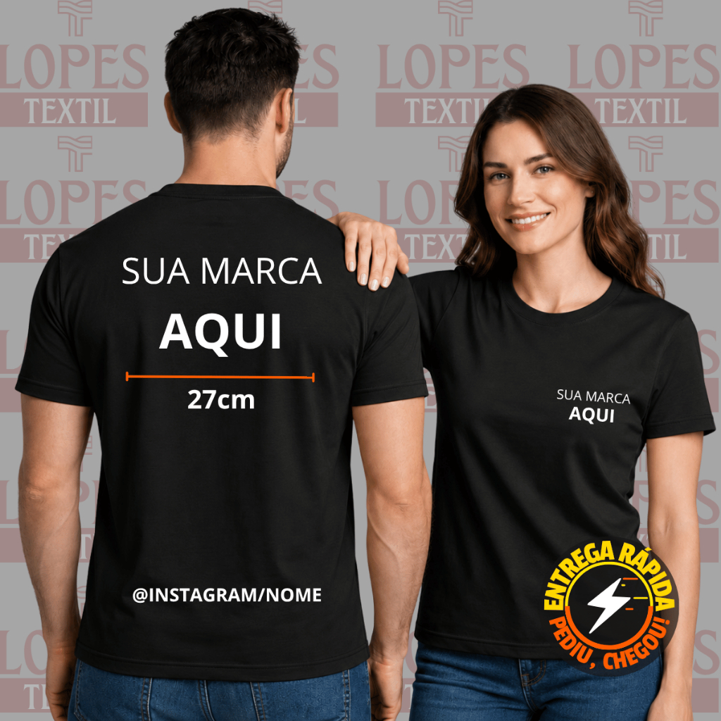 Camiseta Unissex 100% Algodão Personalizada Uniforme Empresa | Do P ao G5 | Plus Size SUA MARCA AQUI