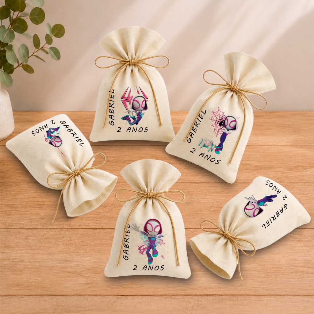 Kit 20 Saquinhos Lembrancinha Personalizada Festa Infantil Aniversário Aranha Fantasma Ghost Spider 11x17