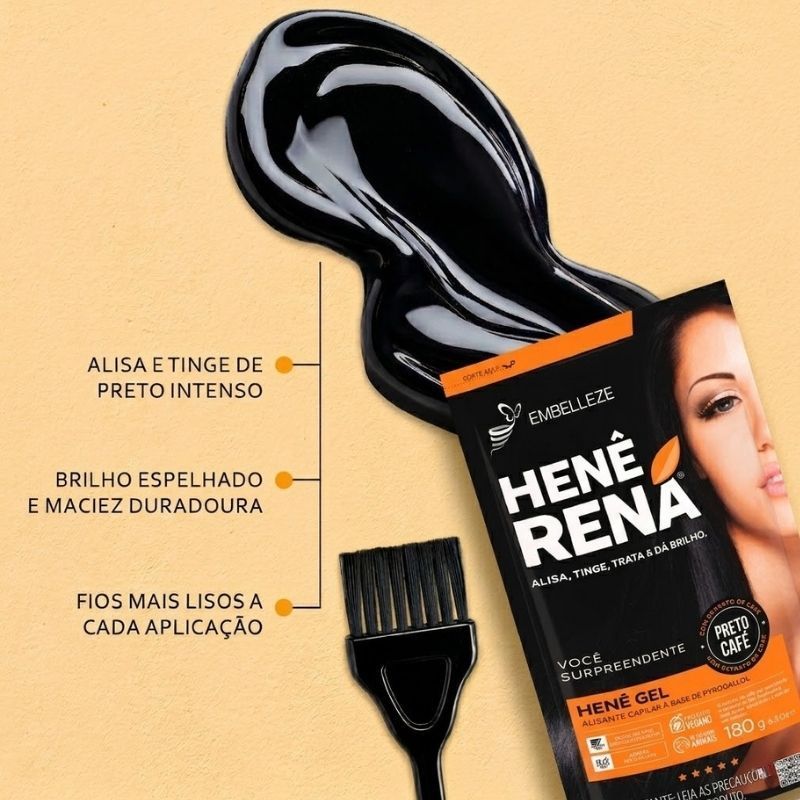 KIT 3 RENA HENE GEL PRETO CAFÉ 180G · foto 2
