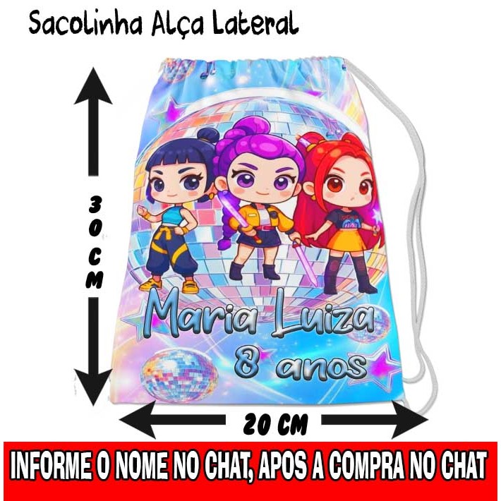 Kit Mochilinha Sacolinha Mochila Saco Sacochila Saquinho Lembrancinha Brinde Aniversario Personalizadas Guerreiras K-Pop