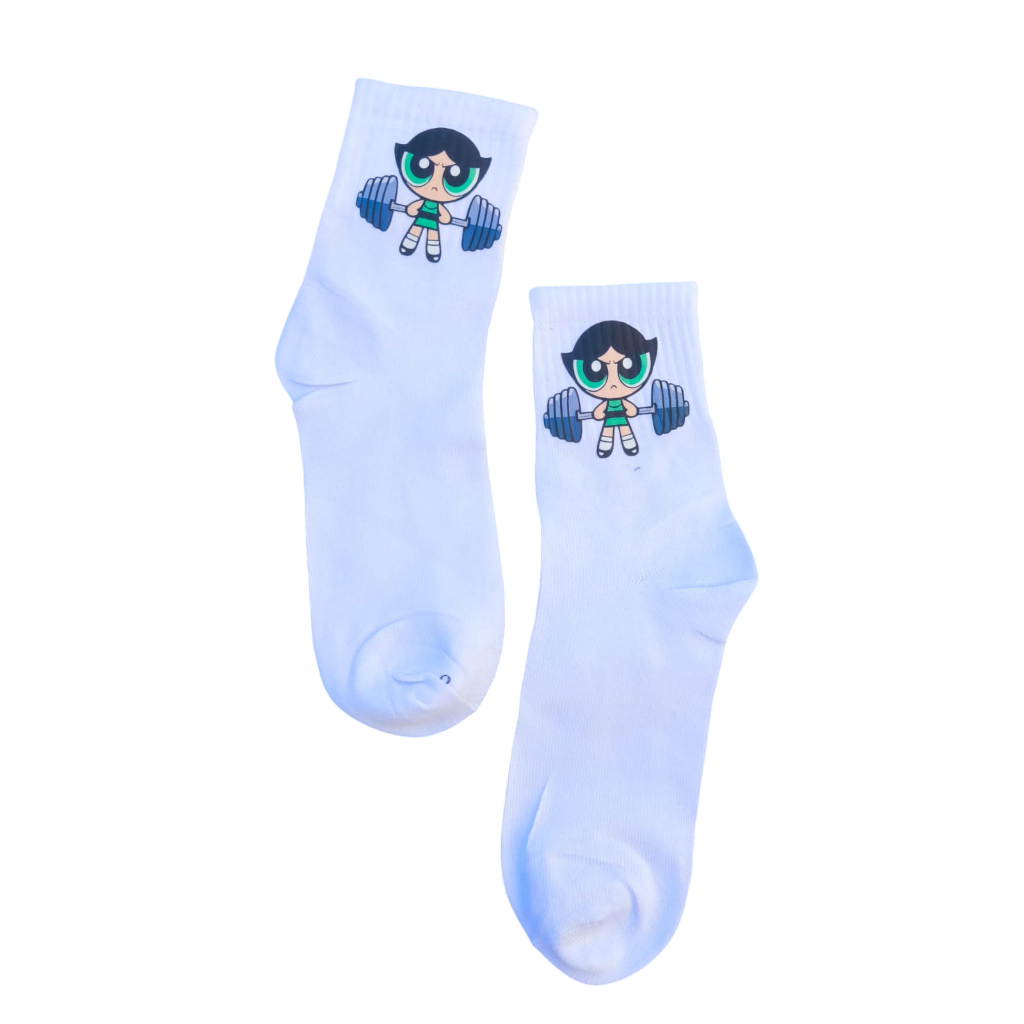 Meias Cano Alto Feminina Meninas Super Poderosas Casual Academia Personagens Premium
