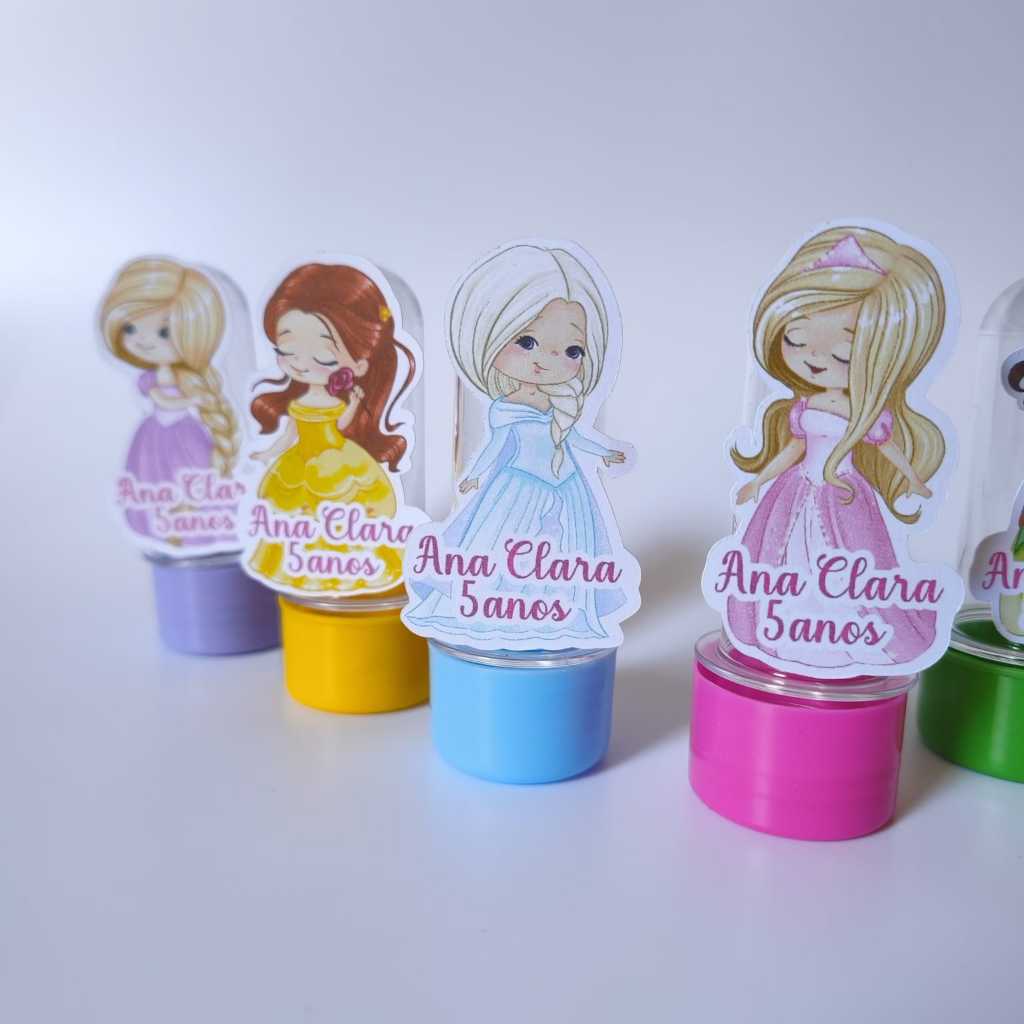 Mini Tubete Princesas Aquarela Personalizado -TODOS OS TEMAS - Lembrancinha Criativa para Festas e Eventos