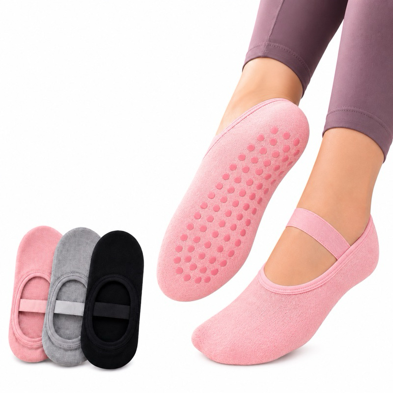 Imagem Meia Pilates Kit 1 2 3 6 9 pares Antiderrapante Feminina Academia Yoga Crossfit Hidroginastica Não Escorrega Envio hoje