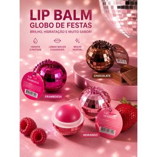 Lip Balm Globo de Festa – Hidratação e Brilho para os Lábios | 3 Fragrâncias