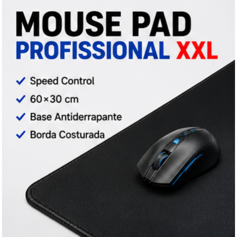 Mouse Pad Gamer 60x30cm Grande Profissional Base Antiderrapante Borda Costurada Speed para PC Notebook Escritório