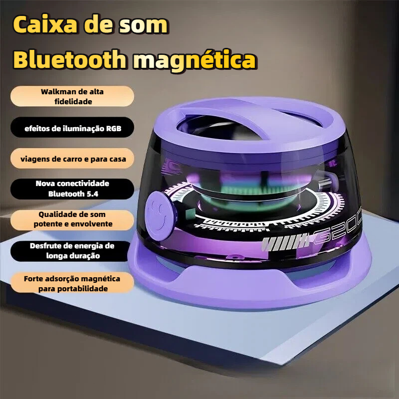 Caixa de som Bluetooth magnética,caixa de som portátil multifuncional com iluminação RGB multicolorida e som surround 3D