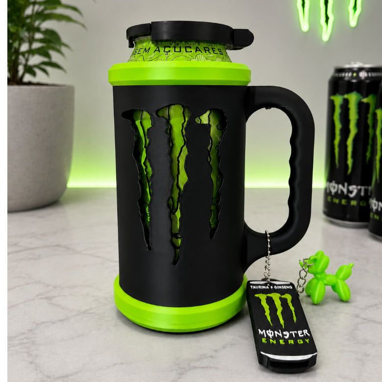 Porta Lata Monster 473ml + Kit Abridor e Tampa