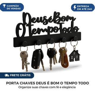 Porta Chaves Decorativo Deus é Bom o Tempo Todo | Organizador de Chaves Decoração
