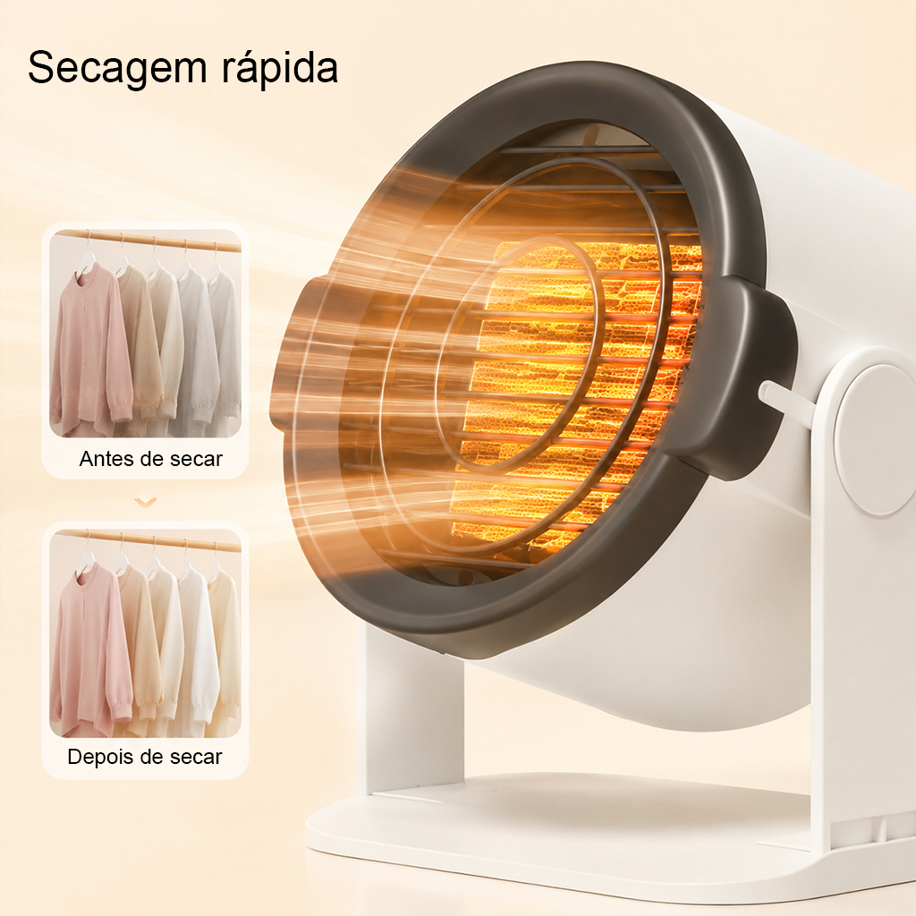 Secador de Roupas Portátil 2em1 Aquecedor Compacto Secagem Rápida Bivolt