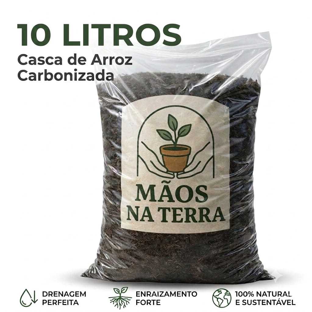 Palha De Arroz Carbonizada Substrato 10 Litros Para Plantas