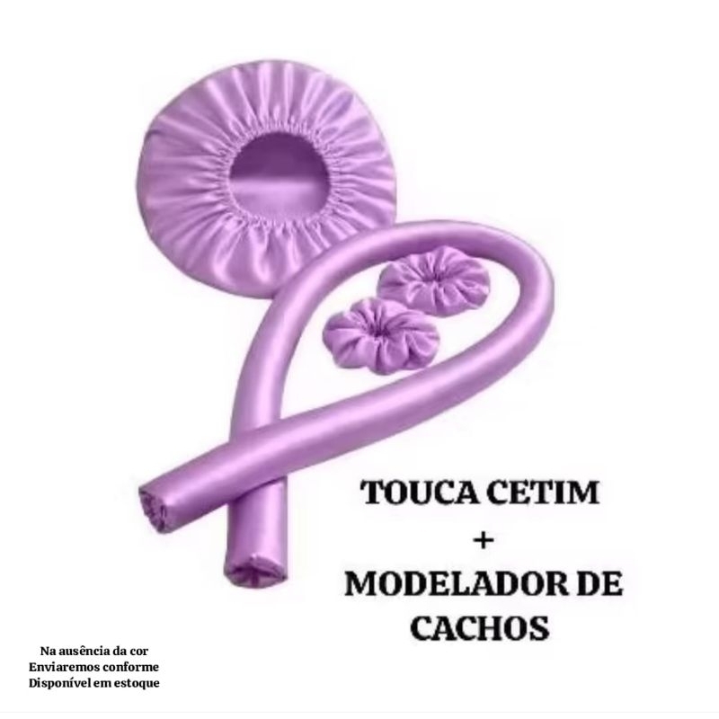 🔥 Kit  Touca de Cetim + Modelador de Cachos Sem Calor | Anti Friz Proteção Noturna Cacho Perfeitos