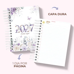 Agenda Feminina 2027 Personalizada com Nome e Capa Dura Horários para Organização e Anotações
