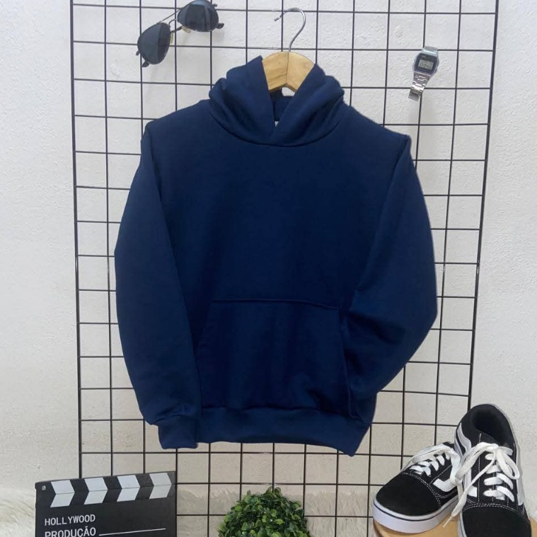 Casaco Moletom Infantil Masculino e Feminino Escolar Flanelado Bolso e Capuz Inverno.