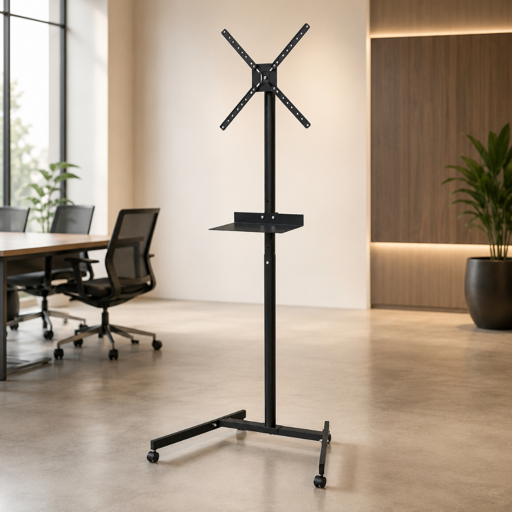 Pedestal Para TV 10 A 60 Polegadas Aço Preto Inclinável Resistente Até 25KG Suporte Notebook SBRR11