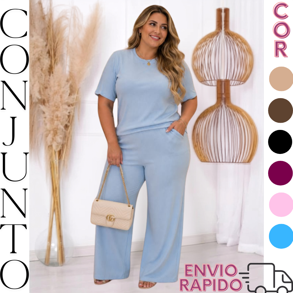 Conjunto Ana Ruga 💕 Pantalona Fashion + Blusa Leve 🌼 Conforto e Estilo
