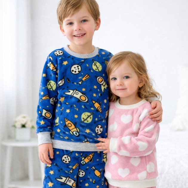 PROMOÇÃO INVERNO! Pijama infantil Soft Fleece Quentinho Menina e Menino do Tamanho 2 Ao 12 VARIADOS