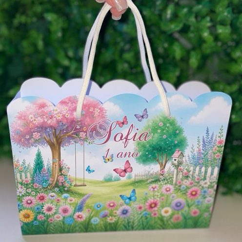 Sacolinha JARDM BORBOLETAS Personalizado Lembrancinha Aniversário JARDIM