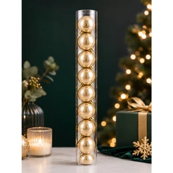 Bolas Champanhe 6cm Kit 9 Unidades para Árvore de Natal Mini
