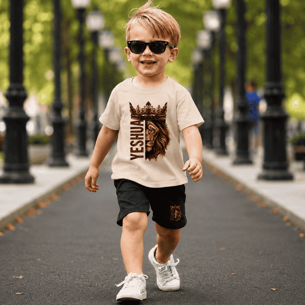 Conjunto Infantil Masculino Camiseta Bermuda Menino 2 ao 16 estampa Yeshua Jesus
