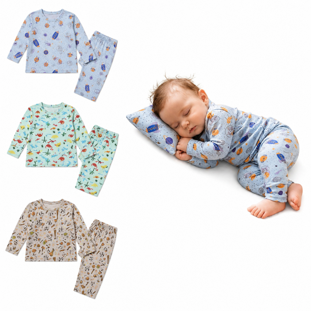 Pijama Manga Longa para Bebê Masculino Infantil Menino do P ao GG Malha 100% Algodão Inverno Frio