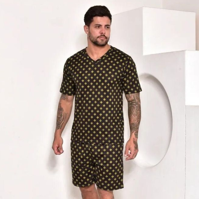 Pijama Sued Verão Masculino Curto Shorts Camiseta S2 Modas Fashion