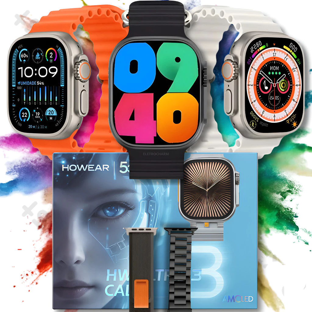 Smartwatch Howear HW Ultra 3 Call 5G 4GB/64GB AMOLED 2,1'' Câmera WiFi Android 8.1 3 Pulseiras