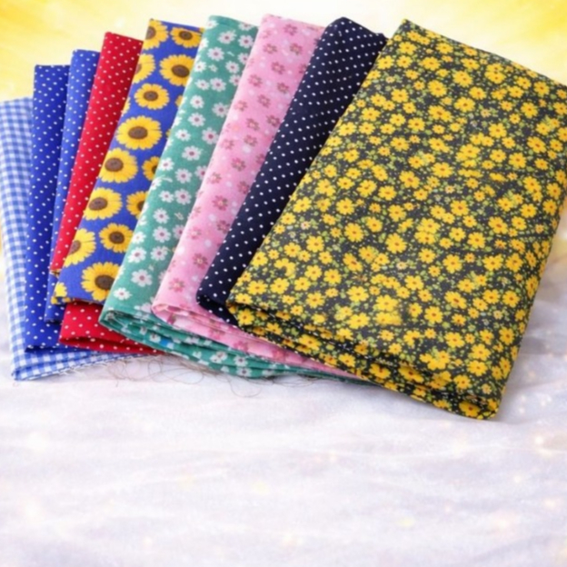 Tricoline 100% Poliéster Estampado (Textoleen), 20 Cortes Sortidos De 20cm x 75cm