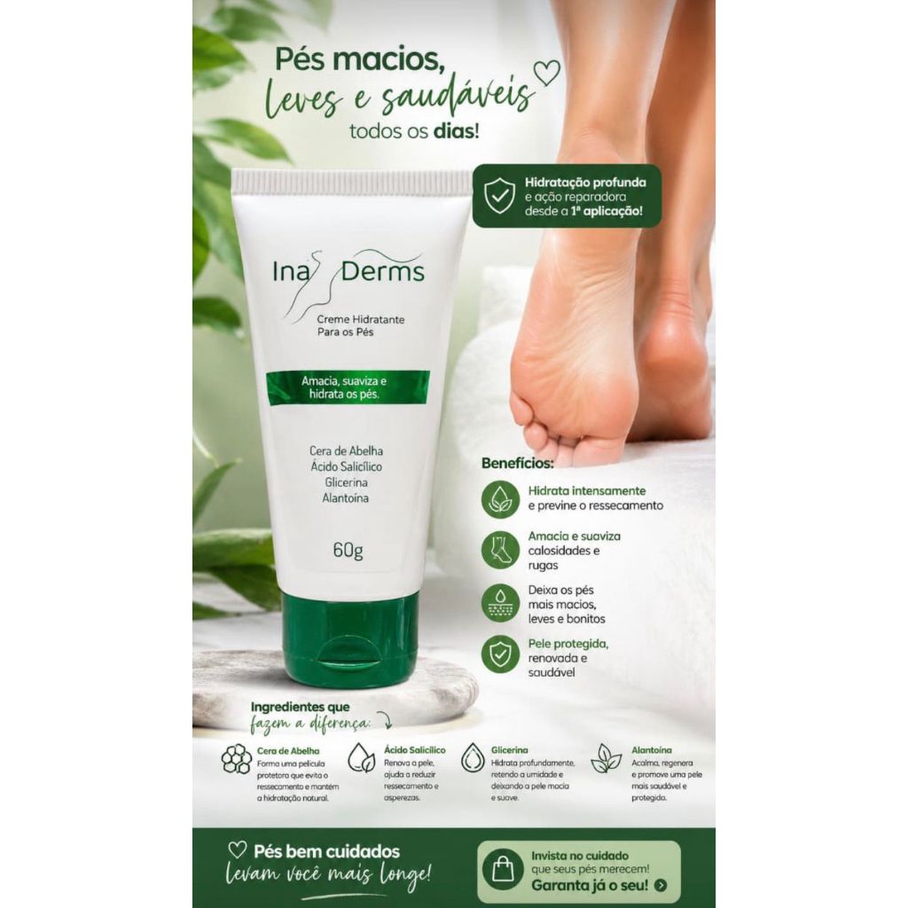 Creme Hidratante para Pés - Amacia, Suaviza e Hidrata os Pés