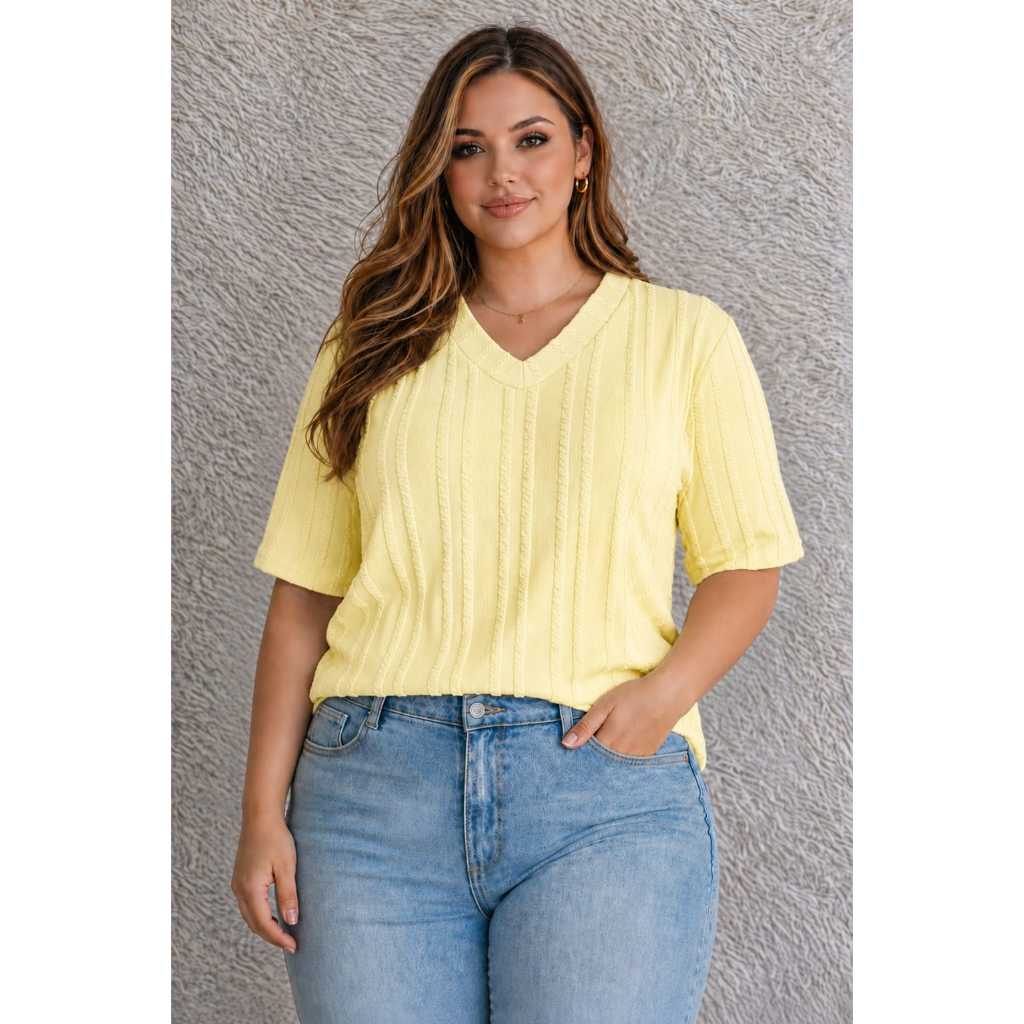 Blusa Feminina Soltinha Plus Size Manga curta verano