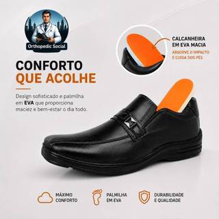 Sapato Ortopédico Social Masculino Confortável Antistress Preço Fabricante Entrega Imediata